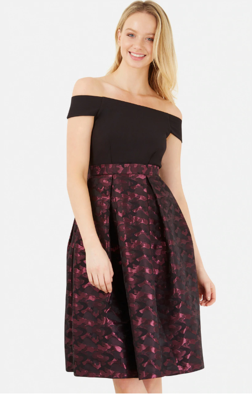 Closet purple off the shoulder pleated skirt dress Stylish AP
