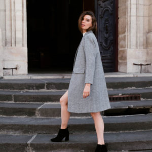 Lovie & Co formal maxi coat in grey check