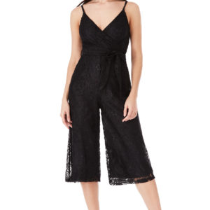 City Goddess cropped lace jumpsuit in black and red